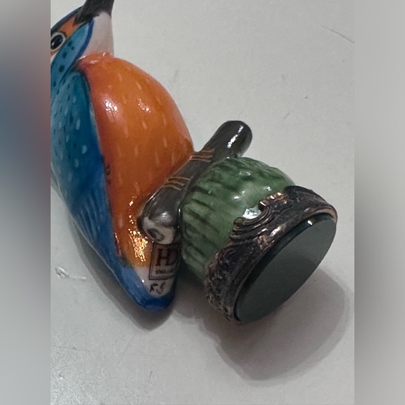 RARE Halcyon Days Enamel Porcelain Kingfisher Desk Seal - Picture 8 of 11